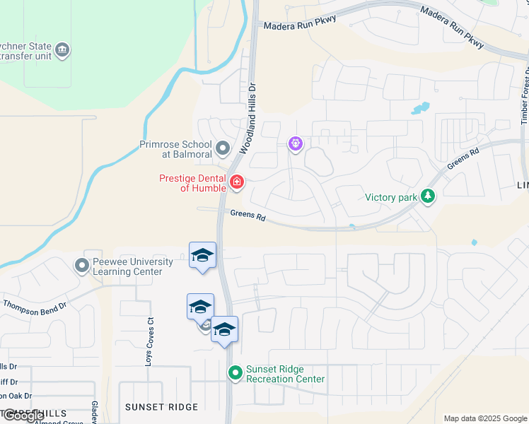map of restaurants, bars, coffee shops, grocery stores, and more near 12002 Ballshire Pines Drive in Atascocita