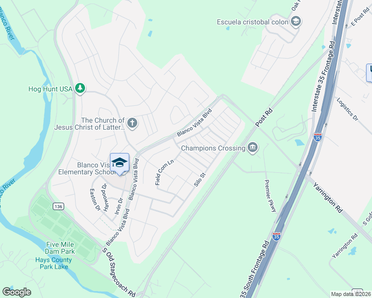 map of restaurants, bars, coffee shops, grocery stores, and more near 246 Mossycup Drive in San Marcos