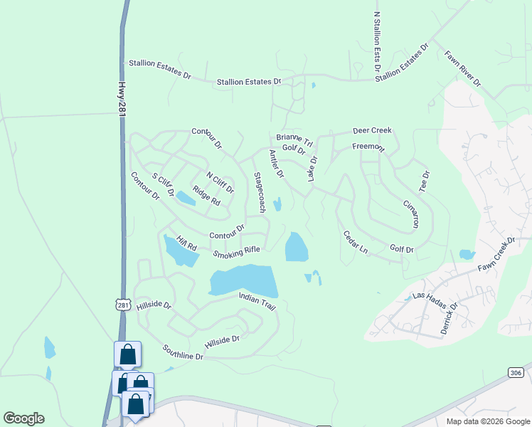 map of restaurants, bars, coffee shops, grocery stores, and more near 2691 Contour Drive in Spring Branch