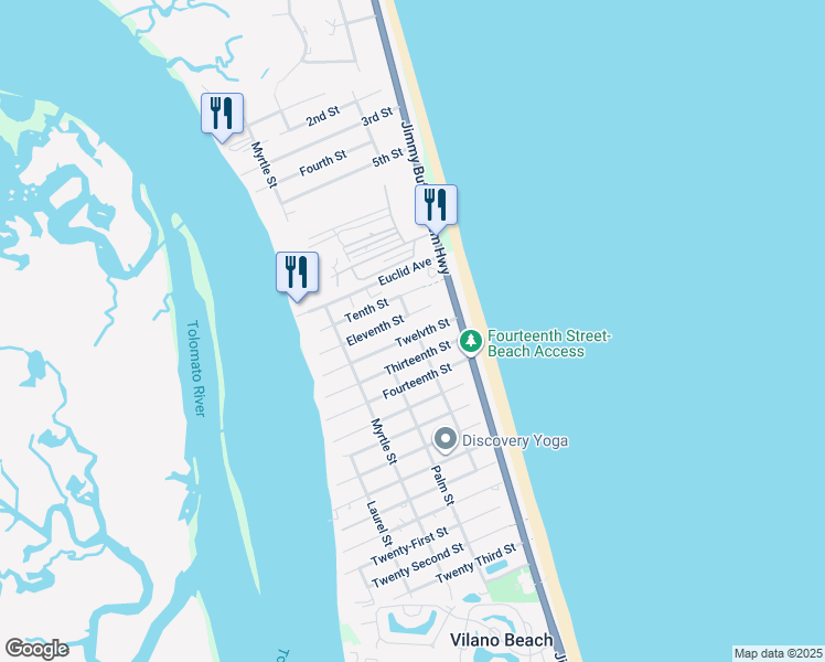 map of restaurants, bars, coffee shops, grocery stores, and more near 307 Eleventh Street in St. Augustine