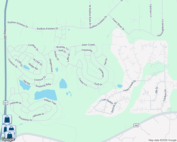 map of restaurants, bars, coffee shops, grocery stores, and more near 864 Cimarron in Spring Branch