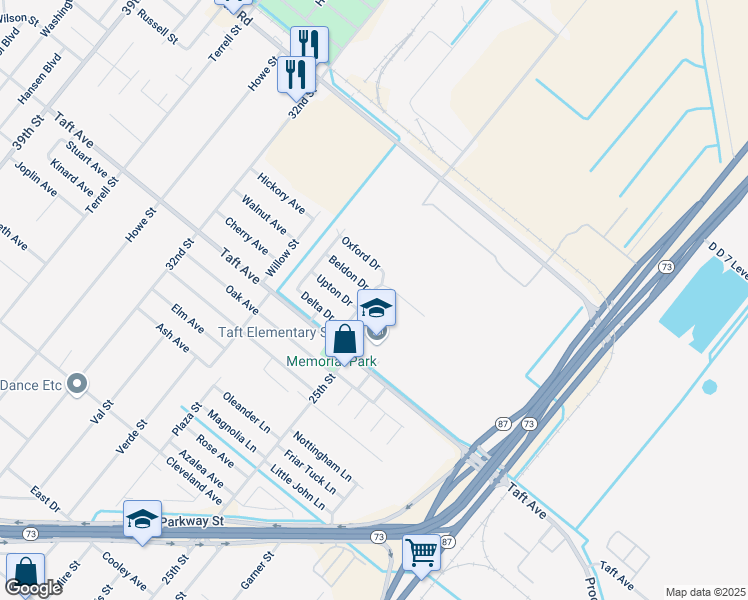 map of restaurants, bars, coffee shops, grocery stores, and more near 6998 Melody Drive in Port Arthur