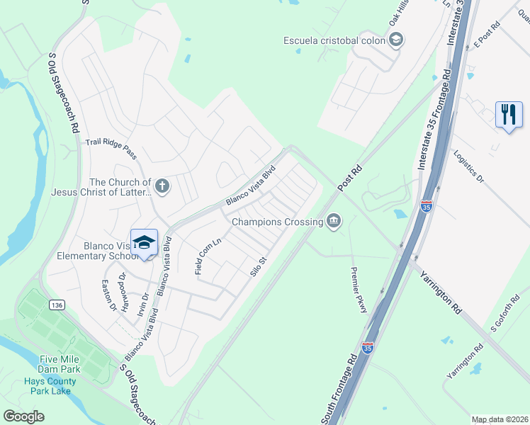 map of restaurants, bars, coffee shops, grocery stores, and more near 135 Wainscot Oak Way in San Marcos