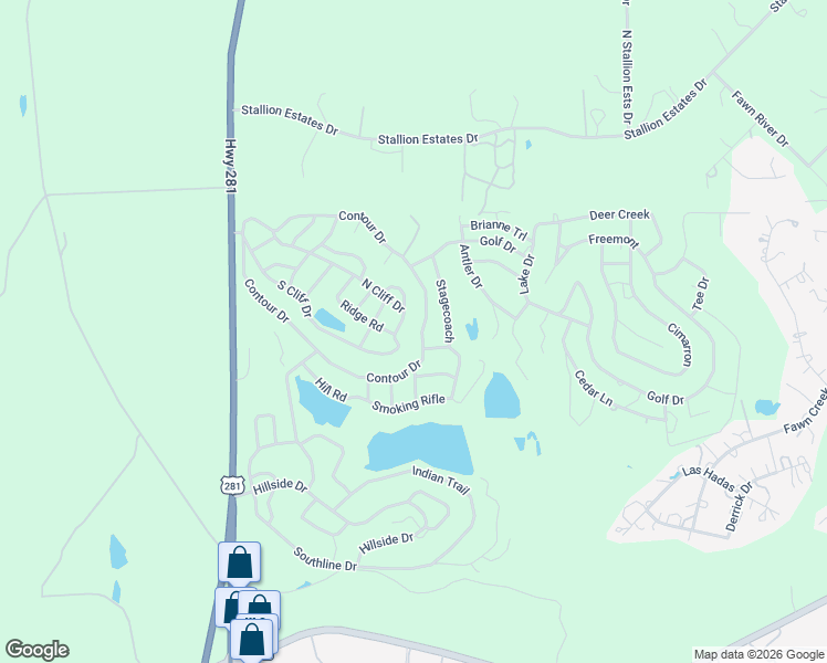 map of restaurants, bars, coffee shops, grocery stores, and more near 2908 Contour Drive in Spring Branch