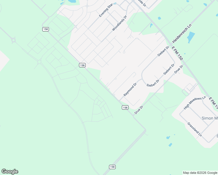 map of restaurants, bars, coffee shops, grocery stores, and more near 2335 County Road 158 in Kyle
