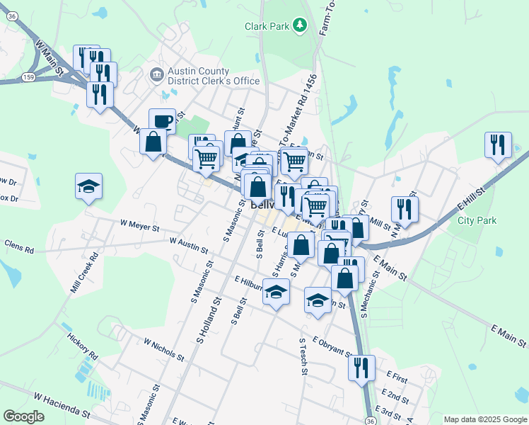 map of restaurants, bars, coffee shops, grocery stores, and more near 4 South Holland Street in Bellville