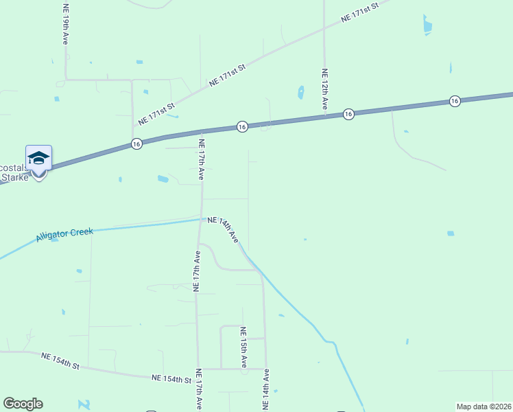 map of restaurants, bars, coffee shops, grocery stores, and more near 16007 Northeast 15th Place in Starke