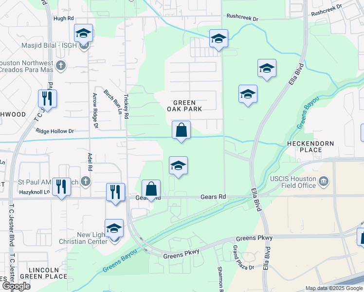 map of restaurants, bars, coffee shops, grocery stores, and more near in Houston