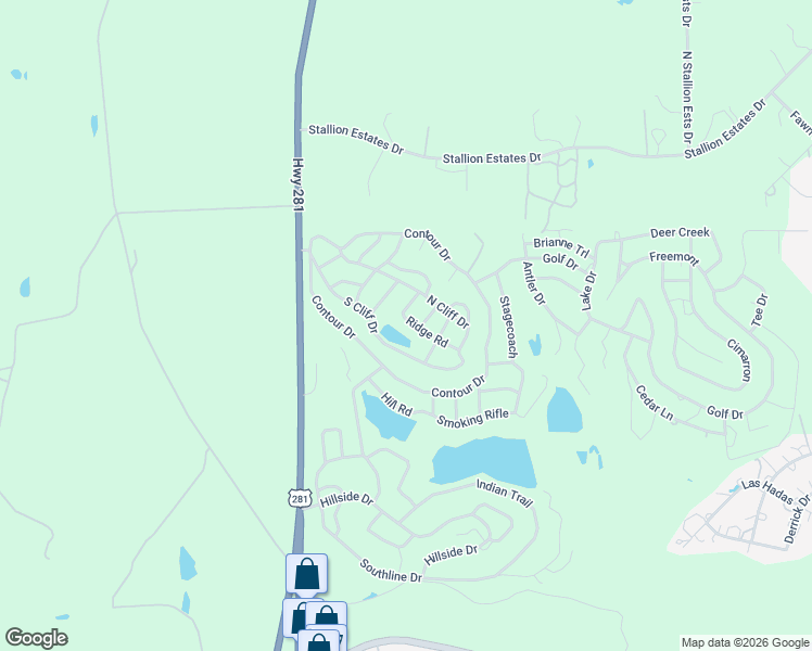 map of restaurants, bars, coffee shops, grocery stores, and more near 223 Ridge Road in Spring Branch