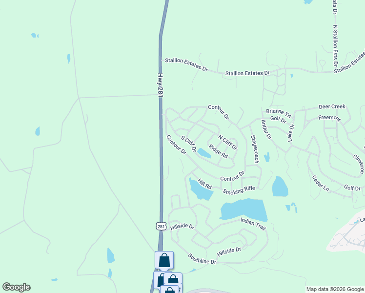 map of restaurants, bars, coffee shops, grocery stores, and more near 291 Contour Dr in Spring Branch