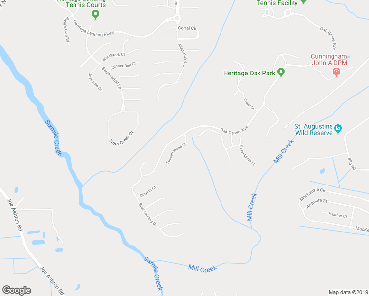 map of restaurants, bars, coffee shops, grocery stores, and more near 4609 Tuscan Wood Court in St. Augustine