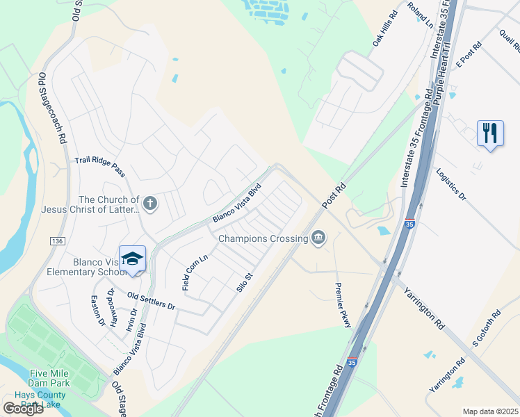 map of restaurants, bars, coffee shops, grocery stores, and more near 214 Gambel Oak Way in San Marcos