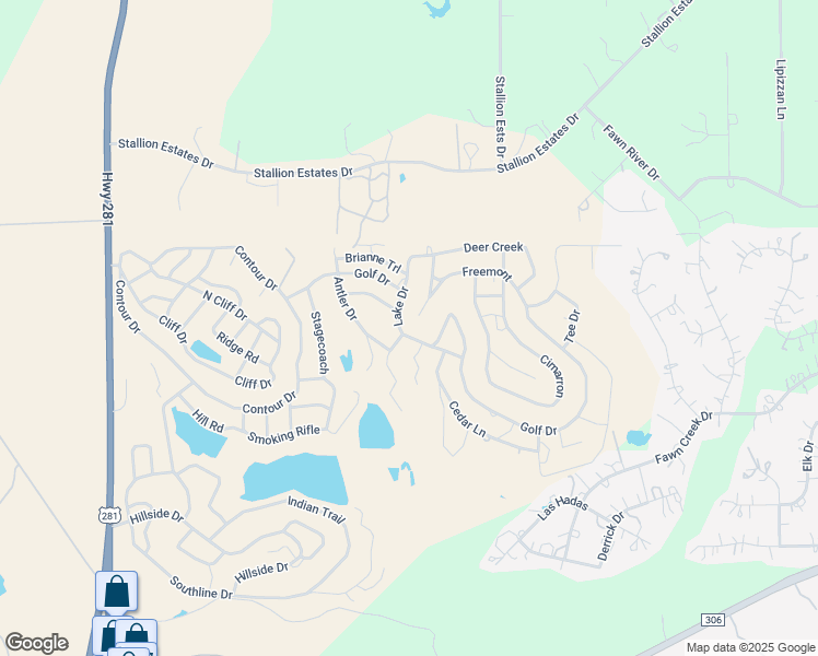 map of restaurants, bars, coffee shops, grocery stores, and more near 2007 Golf Drive in Spring Branch