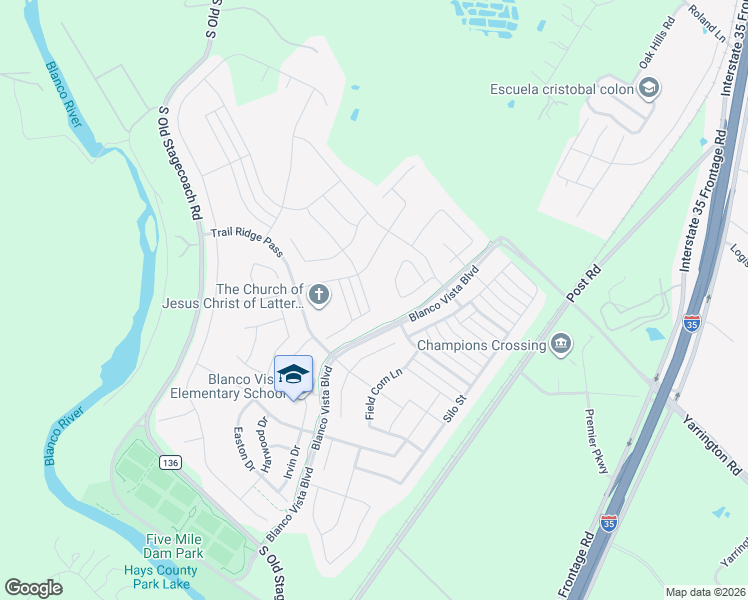 map of restaurants, bars, coffee shops, grocery stores, and more near 133 Fort Griffin Drive in San Marcos