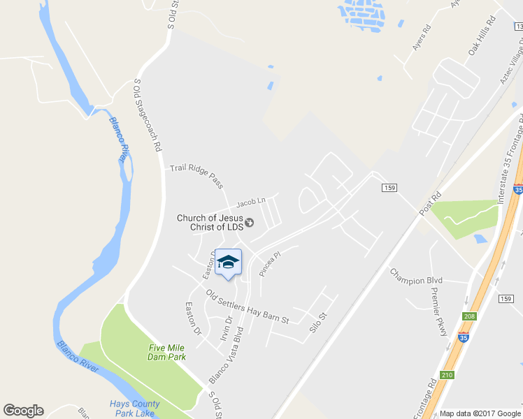 map of restaurants, bars, coffee shops, grocery stores, and more near 122 Preston Trail in San Marcos