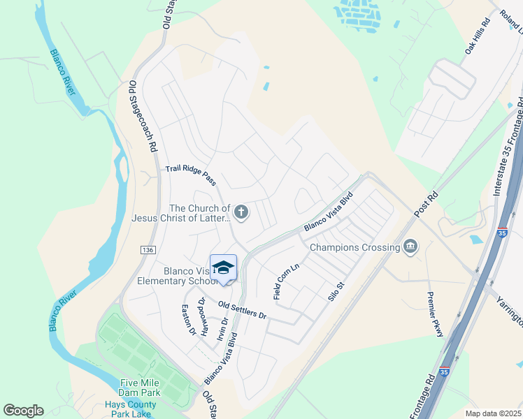 map of restaurants, bars, coffee shops, grocery stores, and more near 122 Preston Trail in San Marcos