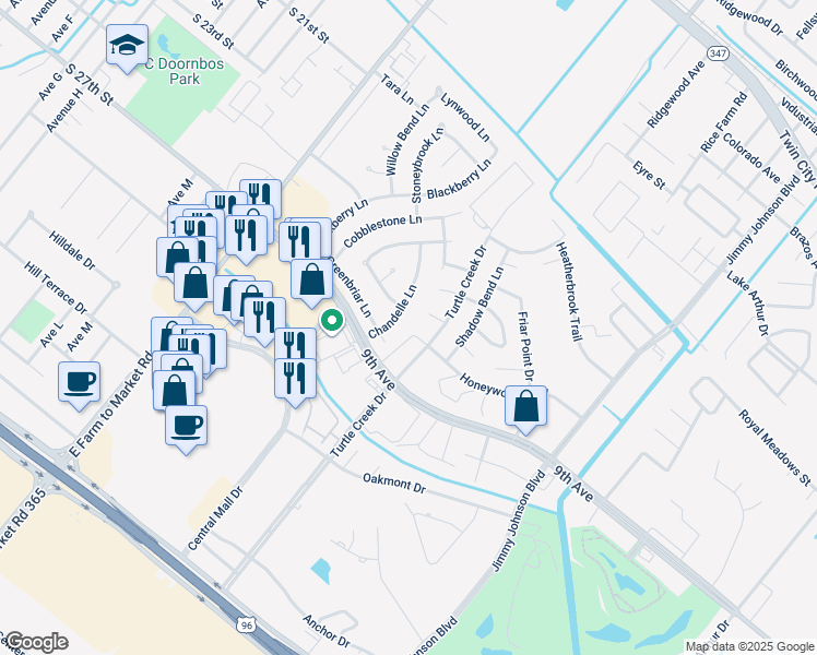 map of restaurants, bars, coffee shops, grocery stores, and more near 3700 Chandelle Ln in Port Arthur