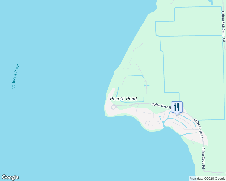map of restaurants, bars, coffee shops, grocery stores, and more near 8371 Colee Cove Road in St. Augustine