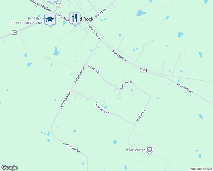 map of restaurants, bars, coffee shops, grocery stores, and more near 153 Carissa Lane in Red Rock