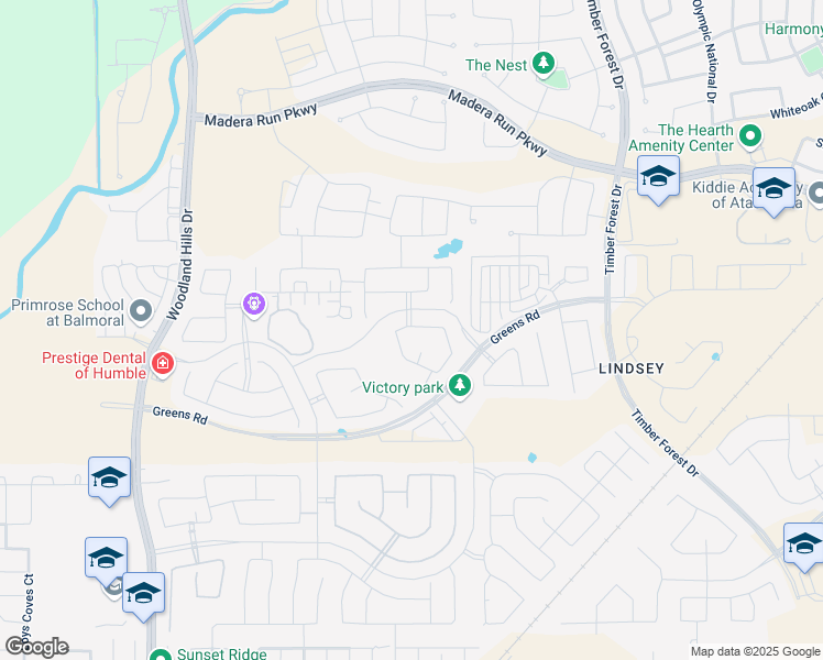 map of restaurants, bars, coffee shops, grocery stores, and more near 15818 Formaston Forest Drive in Atascocita