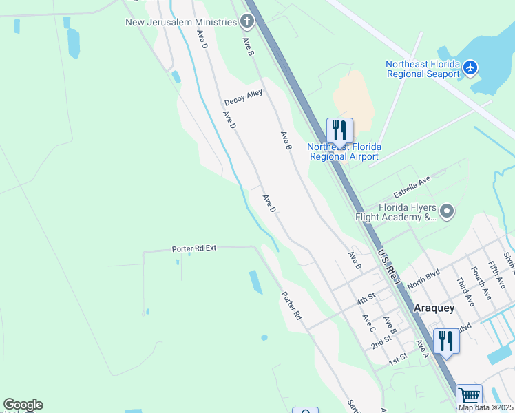 map of restaurants, bars, coffee shops, grocery stores, and more near 4875 Avenue D in St. Augustine