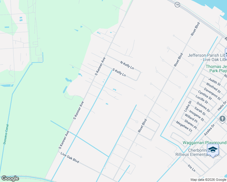 map of restaurants, bars, coffee shops, grocery stores, and more near Chenevert Road in Westwego