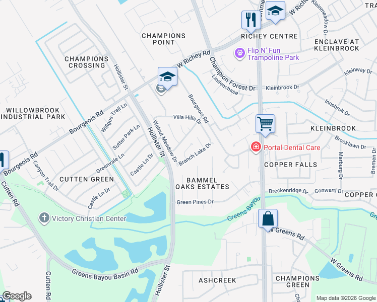 map of restaurants, bars, coffee shops, grocery stores, and more near 6026 Forest Plaza Court in Houston