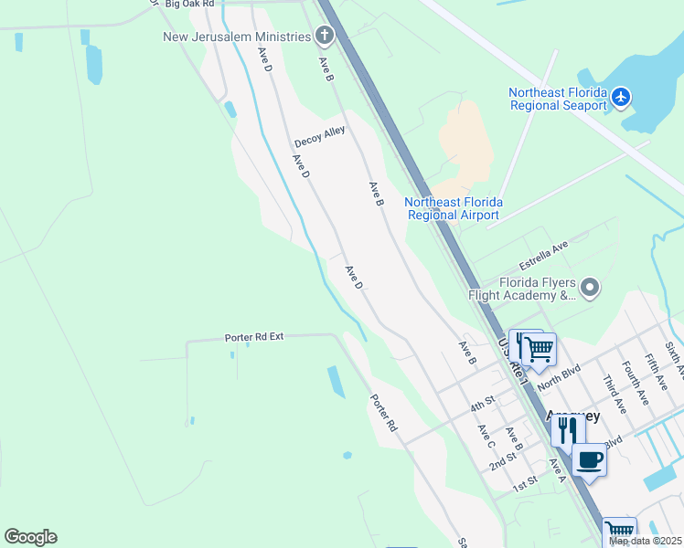 map of restaurants, bars, coffee shops, grocery stores, and more near 4875 Avenue D in St. Augustine