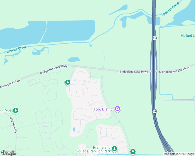 map of restaurants, bars, coffee shops, grocery stores, and more near North Bridgeland Lake Parkway in Cypress