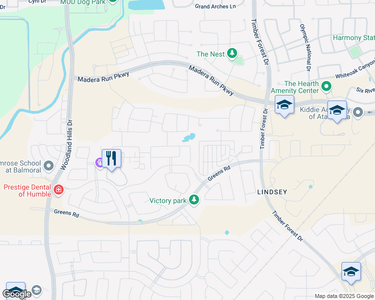 map of restaurants, bars, coffee shops, grocery stores, and more near 12038 Pine Sandhill Trail in Humble
