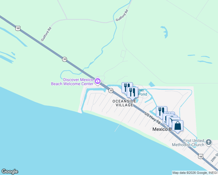 map of restaurants, bars, coffee shops, grocery stores, and more near 4202 U.S. 98 in Mexico Beach