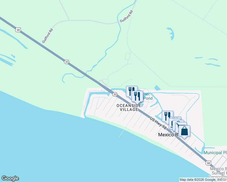 map of restaurants, bars, coffee shops, grocery stores, and more near 4202 U.S. 98 in Mexico Beach