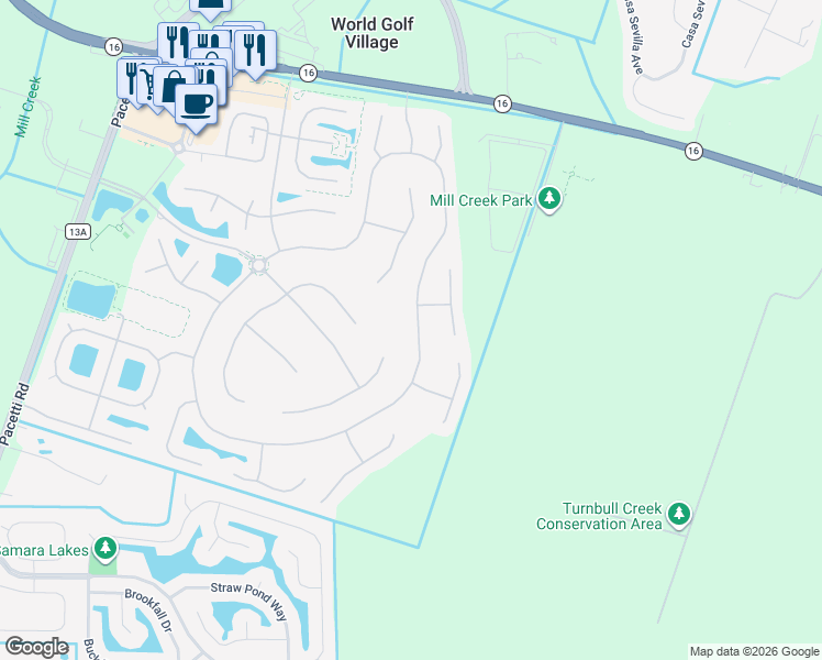 map of restaurants, bars, coffee shops, grocery stores, and more near 473 Porta Rosa Circle in St. Augustine