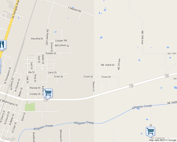 map of restaurants, bars, coffee shops, grocery stores, and more near 1555 Crum St in Starke