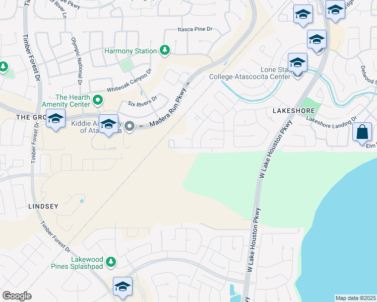 map of restaurants, bars, coffee shops, grocery stores, and more near 12806 Pecan Shores Drive in Houston