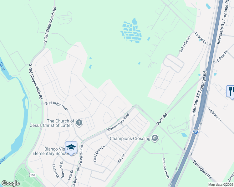 map of restaurants, bars, coffee shops, grocery stores, and more near 404 Ancient Oak Way in San Marcos