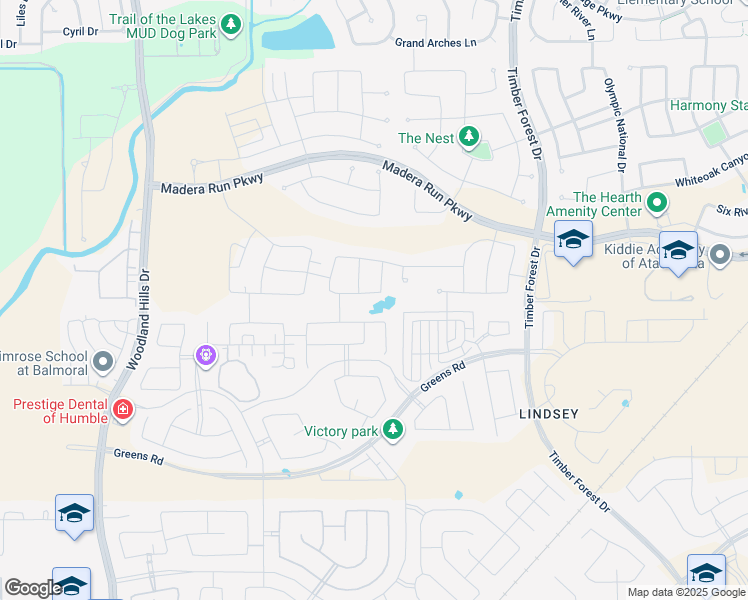 map of restaurants, bars, coffee shops, grocery stores, and more near 12038 Pine Sandhill Trail in Humble