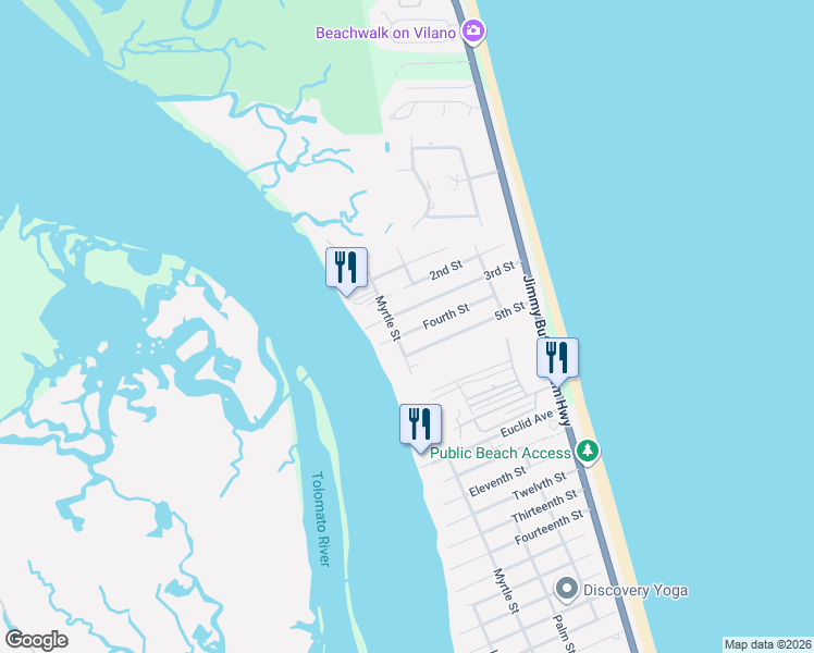 map of restaurants, bars, coffee shops, grocery stores, and more near 408 3rd Street in Saint Augustine