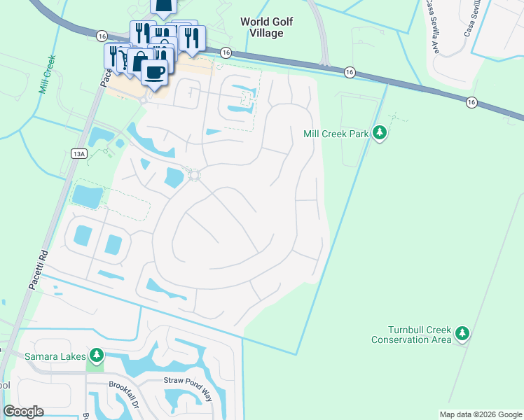 map of restaurants, bars, coffee shops, grocery stores, and more near 3945 South Trapani Drive in St. Augustine