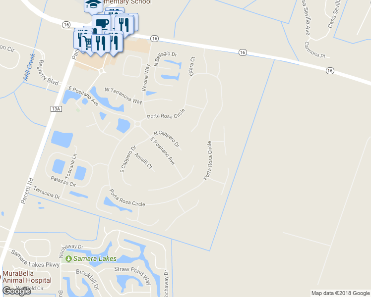 map of restaurants, bars, coffee shops, grocery stores, and more near 1752 North Cappero Drive in Saint Augustine
