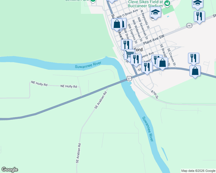 map of restaurants, bars, coffee shops, grocery stores, and more near 15851 U.S. 27 in O'Brien