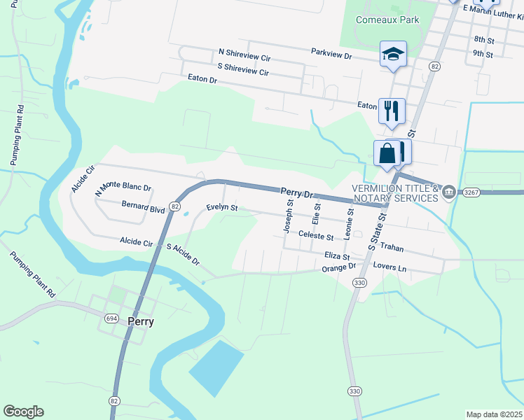 map of restaurants, bars, coffee shops, grocery stores, and more near 602 Evelyn Street in Abbeville