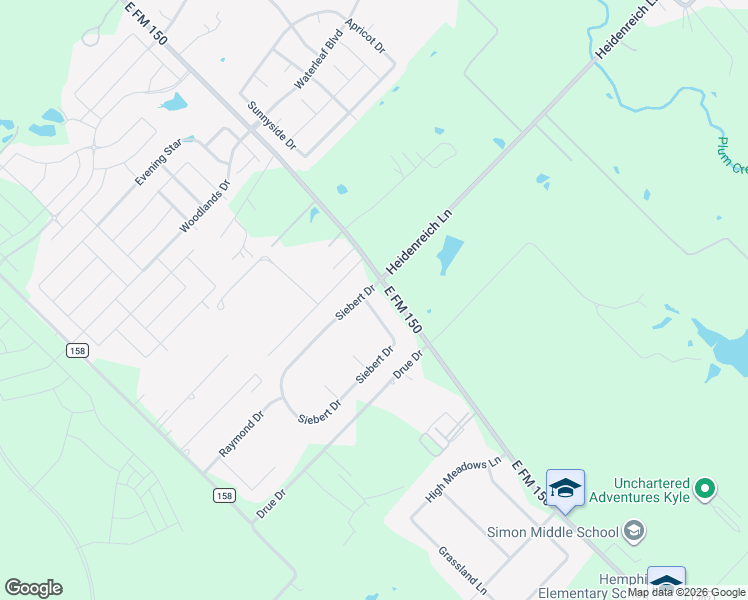 map of restaurants, bars, coffee shops, grocery stores, and more near 121 Kristen Drive in Kyle
