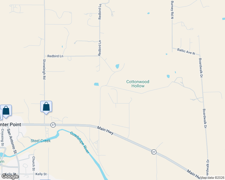 map of restaurants, bars, coffee shops, grocery stores, and more near 187 Tracks Trail in Center Point