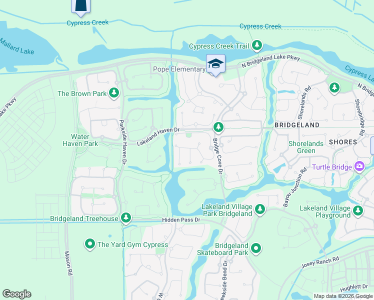 map of restaurants, bars, coffee shops, grocery stores, and more near 19114 Cove Forest Lane in Cypress