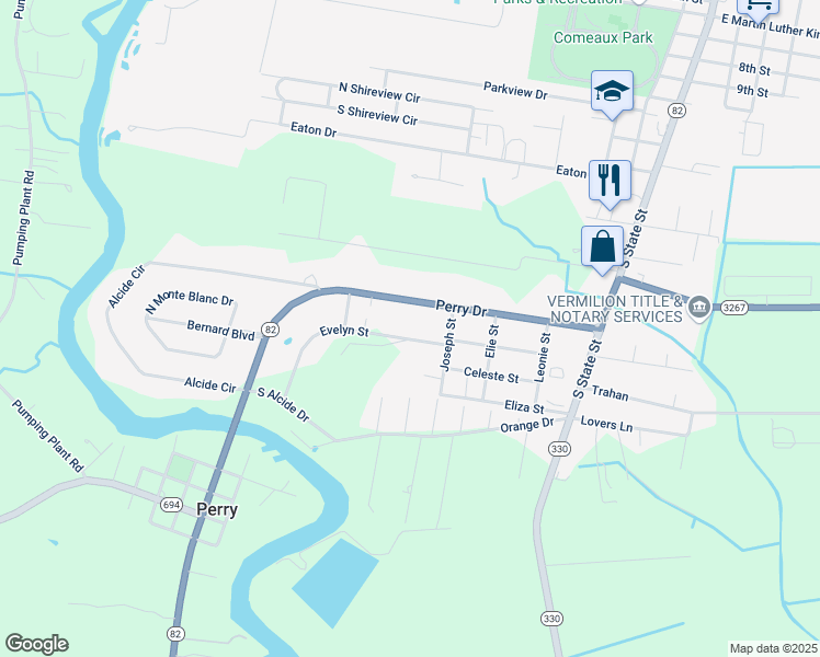 map of restaurants, bars, coffee shops, grocery stores, and more near 602 Evelyn Drive in Abbeville