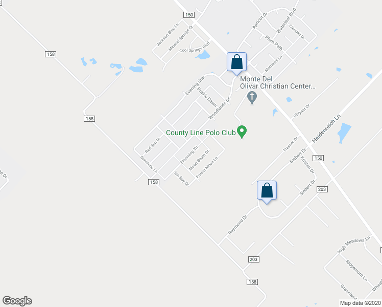 map of restaurants, bars, coffee shops, grocery stores, and more near Blooming Trail in Kyle