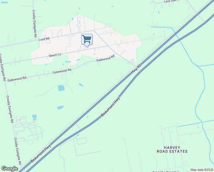 map of restaurants, bars, coffee shops, grocery stores, and more near 7907 U.S. 90 in Crosby