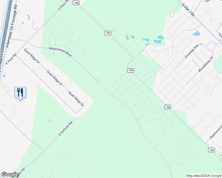 map of restaurants, bars, coffee shops, grocery stores, and more near 205 Quail Ridge Drive in Kyle