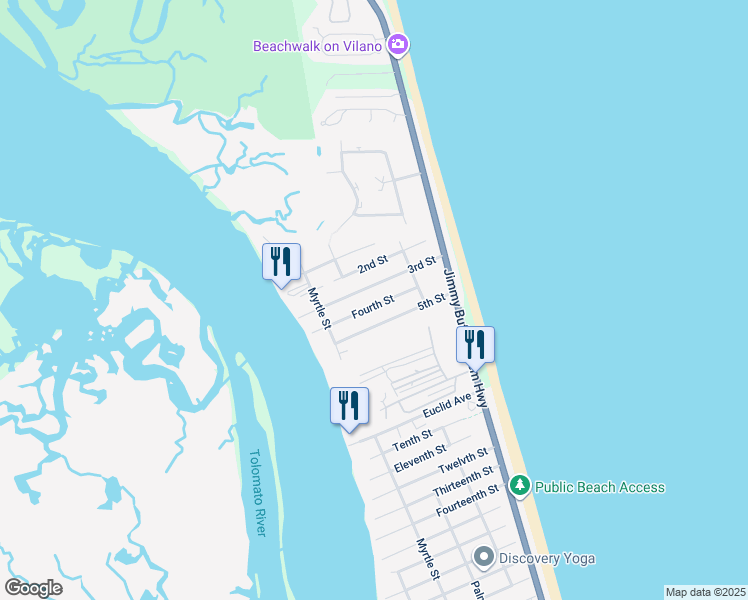 map of restaurants, bars, coffee shops, grocery stores, and more near 308 4th Street in St. Augustine